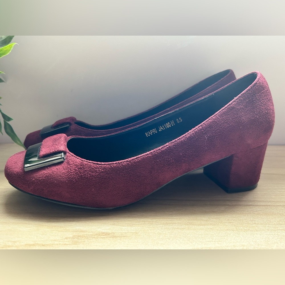 Athena Alexander Maroon Suede Block Heels